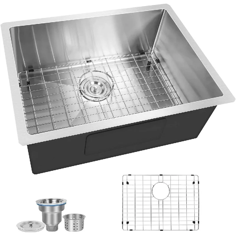 24'' L x 18'' W Silver Stainless Steel Kitchen Sink with Accessories - 32.70