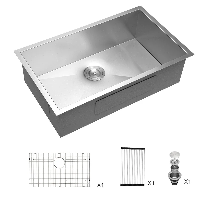 32 Inch Undermount Sink - 32"x19"x9" Undermount Stainless Steel Kitchen Sink 18 Gauge 9 Inch Deep Single Bowl Kitchen Sink Basin