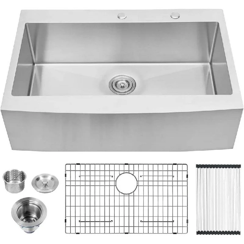 33 inch Stainless Steel Single Bowl Farmhouse Kitchen Sink - 33 x 22 x 10