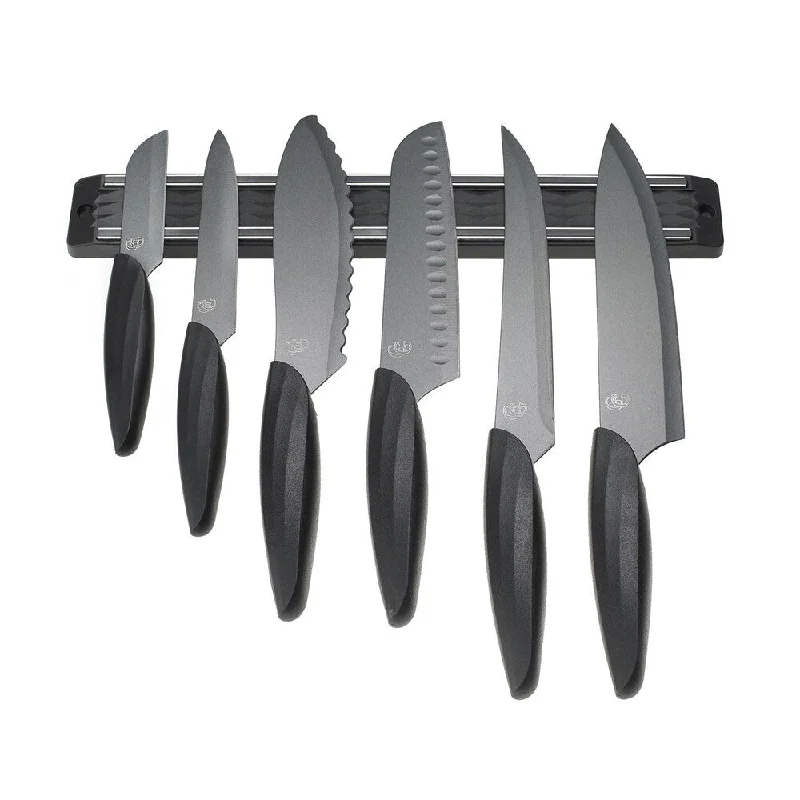 Black Metal 22-inch Magnetic Knife Holder with Multipurpose Functionality