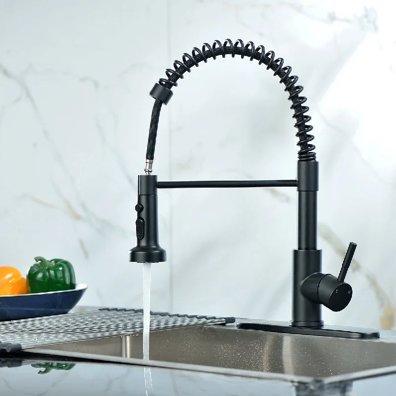 Black Single Handle Lever Spring Kitchen Sink Faucet