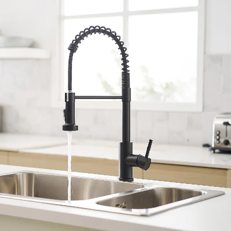 Commercial Black Kitchen Faucet with Pull Out Sprayer, Single Handle Single Lever Kitchen Sink Faucet