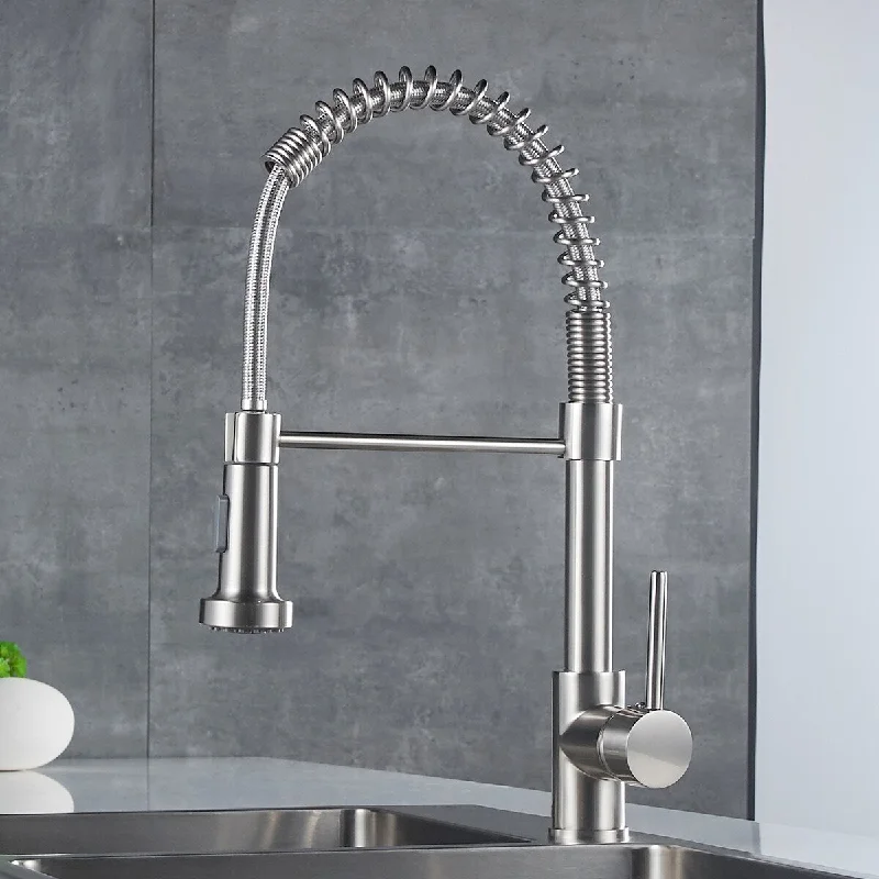 Commercial Kitchen Faucet with Pull Down Sprayer, Single Handle Single Lever Kitchen Sink Faucet