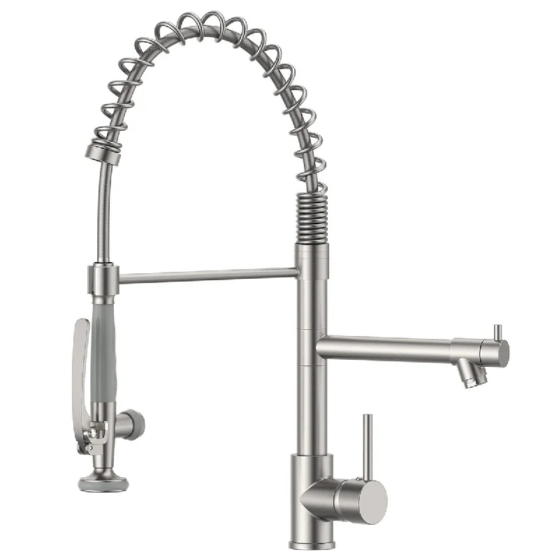 Commercial Pull Down Kitchen Sink Faucet with Sprayer Brushed Nickel