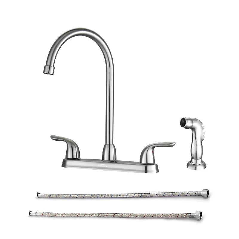 High Arch Two Handles Kitchen Sink Faucet with Side Sprayer