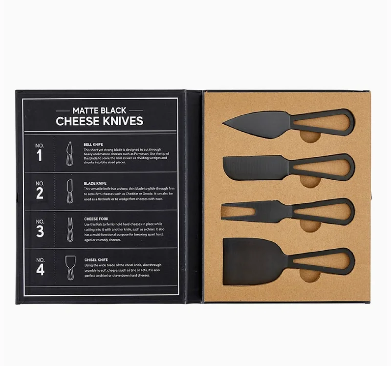 Matte Black Cheese Knives Book Box Set