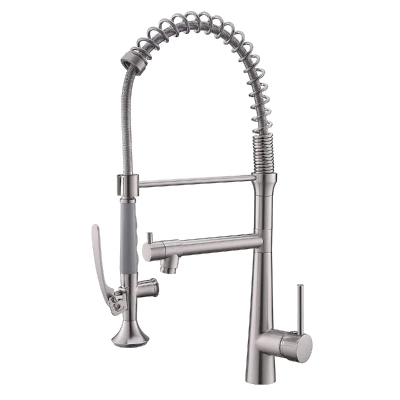 Kitchen Faucet with Pull Down Sprayer, Commercial Stainless Steel Kitchen Sink Faucets with Sprayer,Brushed Nickel