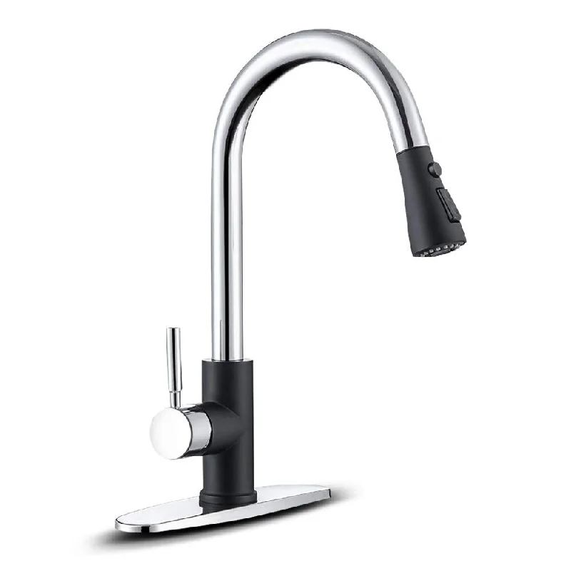 Kitchen Sink Faucet, Pull Down Kitchen Faucet, Kitchen Faucet with Sprayer Stainless Steel Single Handle or 3 Hole