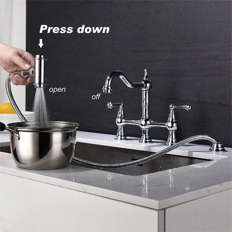 Kitchen Sink Faucet With Pull-Out Side Spray in Polished Chrome - 7'9" x 10'10"