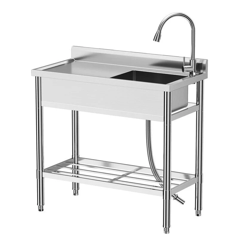 Kitchen Sink with Workbench & Hot/Cold Faucet