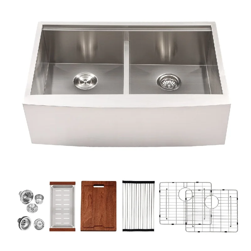 Lawrence 16-Gauge Rectangular Farmhouse Single Bowl Kitchen Sink - 33 x 22