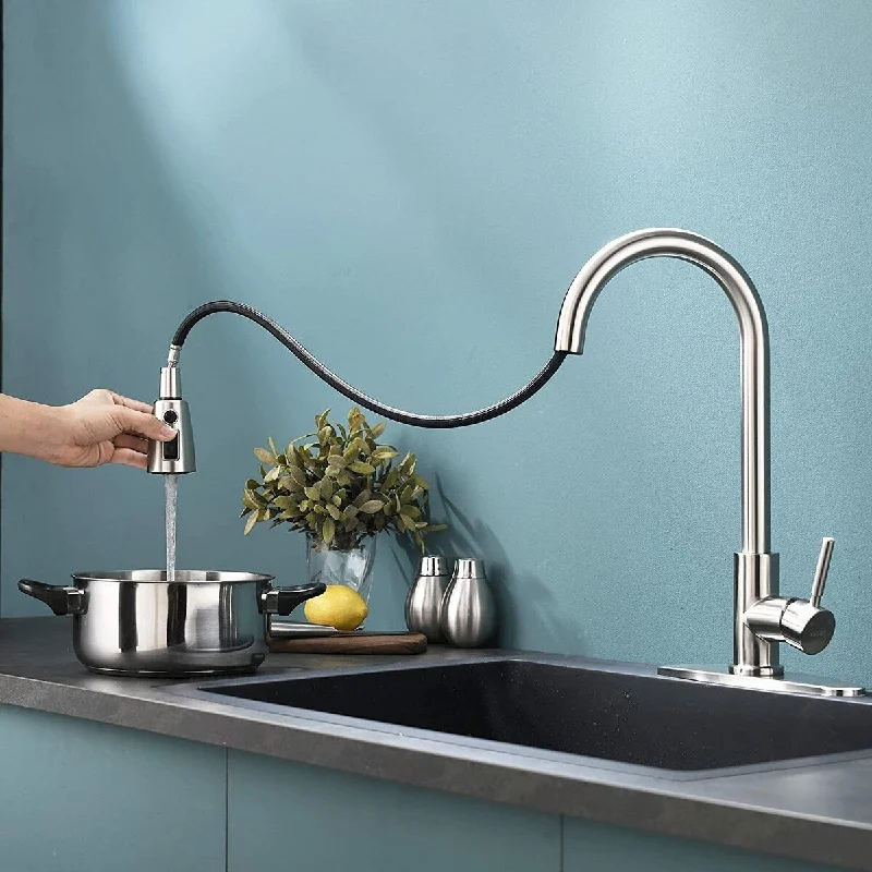 Lead-free Commercial Single Hole Pull Down Kitchen Sink Faucet