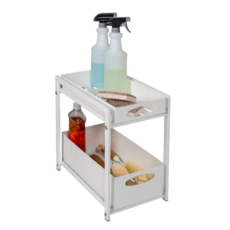 White Metal 2-Drawer Cabinet Organizer