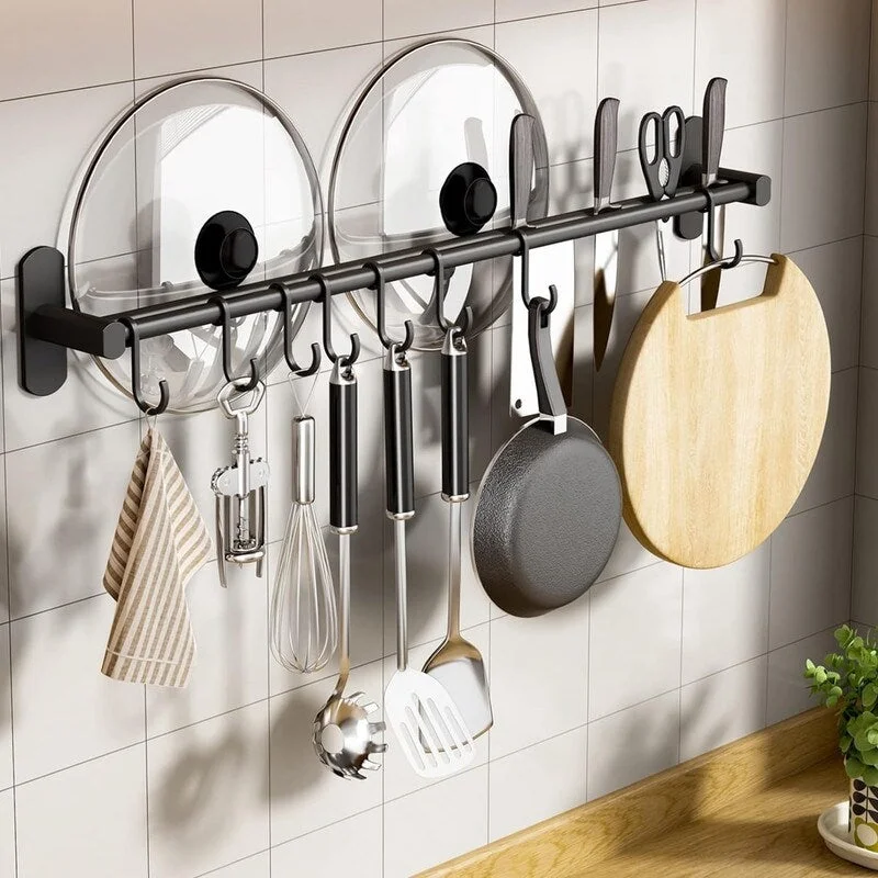 Pot Rack Hanging Wall Mounted Knife Pot Lid Holders