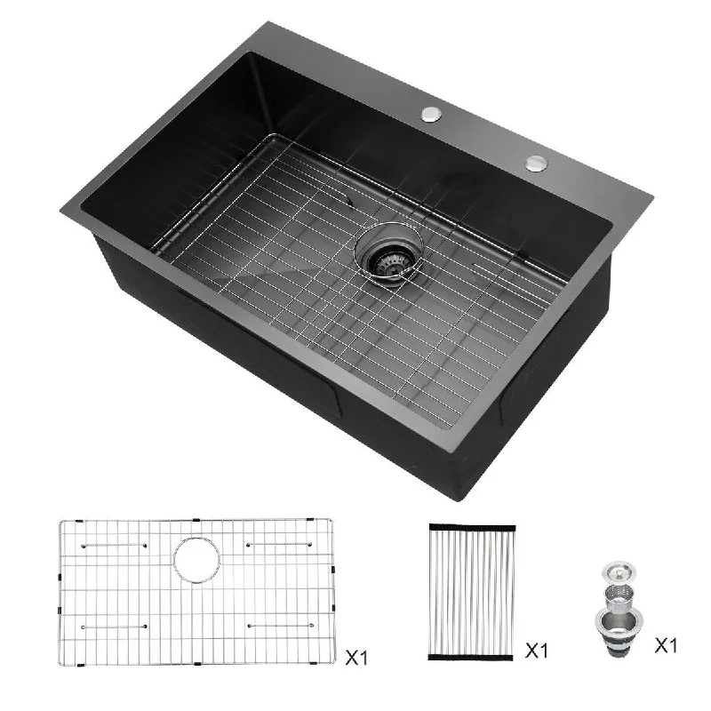 Single Bowl Stainless Steel Drop-In kitchen sink - 33 x 22 x 10