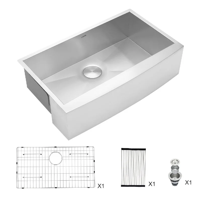 Single Bowl Stainless Steel Farmhouse Kitchen Sink - 33 x 20 x 9