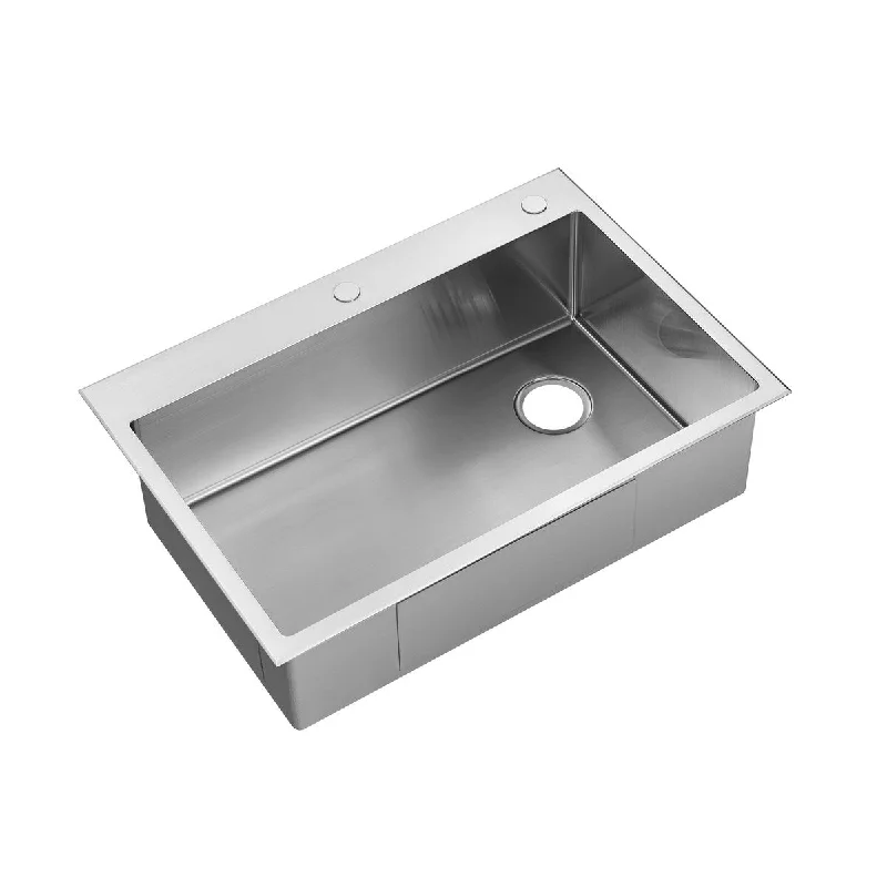 Stainless Steel Single Bowl Drop-in Kitchen Sink with Grid - 32in. W×22in. L×8.67in. D