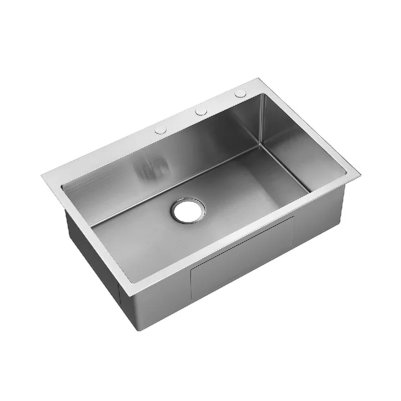 Stainless Steel Single Bowl Drop-in Kitchen Sink with Grid