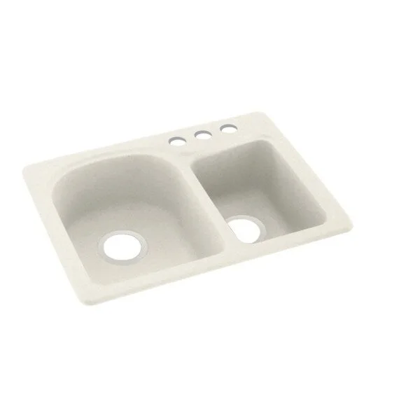 Swan 18-in D x 25-in W x 7.5-in H Solid Surface Dual Mount Double Bowl Kitchen Sink with 3-Hole