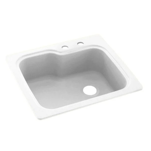 Swan 25-in D x 22-in W x 9.5-in H Solid Surface Dual Mount Single Bowl Kitchen Sink with 2-Hole