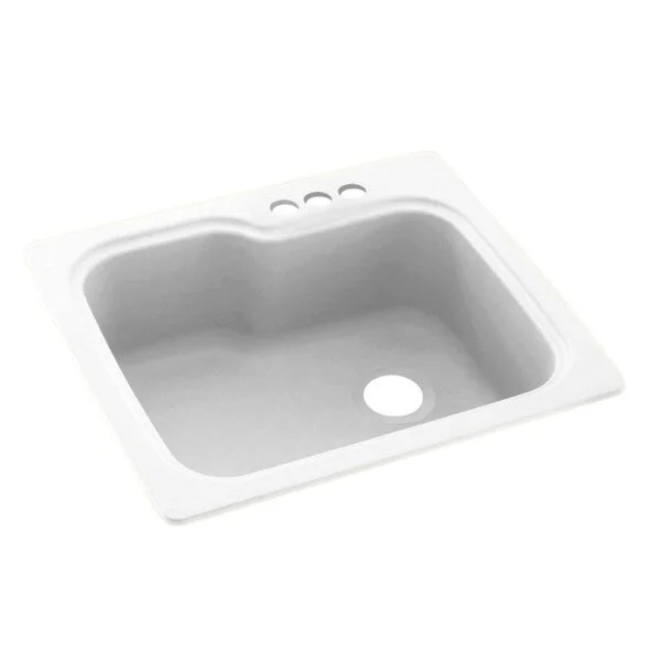 Swan 25-in D x 22-in W x 9.5-in H Solid Surface Dual Mount Single Bowl Kitchen Sink with 3-Hole