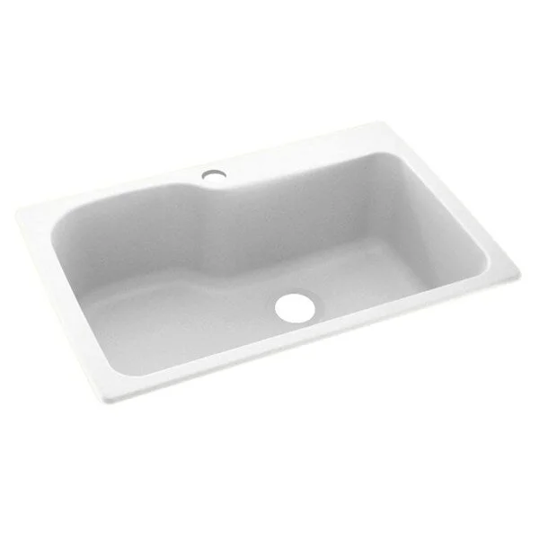 Swan 33-in D x 22-in W x 10.563-in H Solid Surface Dual Mount Single Bowl Kitchen Sink with 1-Hole