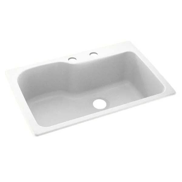 Swan 33-in D x 22-in W x 10.563-in H Solid Surface Dual Mount Single Bowl Kitchen Sink with 2-Hole