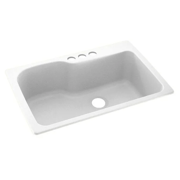 Swan 33-in D x 22-in W x 10.563-in H Solid Surface Dual Mount Single Bowl Kitchen Sink with 3-Hole