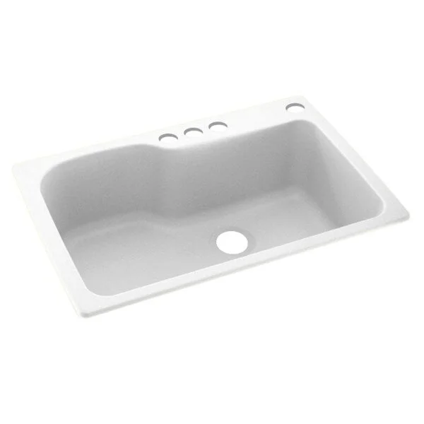 Swan 33-in D x 22-in W x 10.563-in H Solid Surface Dual Mount Single Bowl Kitchen Sink with 4-Hole