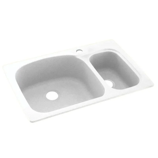 Swan 33-in D x 22-in W x 9.75-in H Solid Surface Dual Mount Double Bowl Kitchen Sink with 1-Hole