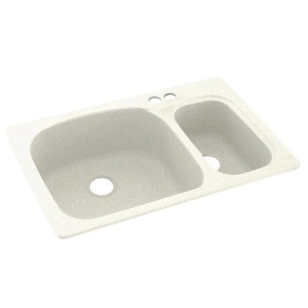 Swan 33-in D x 22-in W x 9.75-in H Solid Surface Dual Mount Double Bowl Kitchen Sink with 2-Hole - 33-in D x 22-in W x 9.75-in H