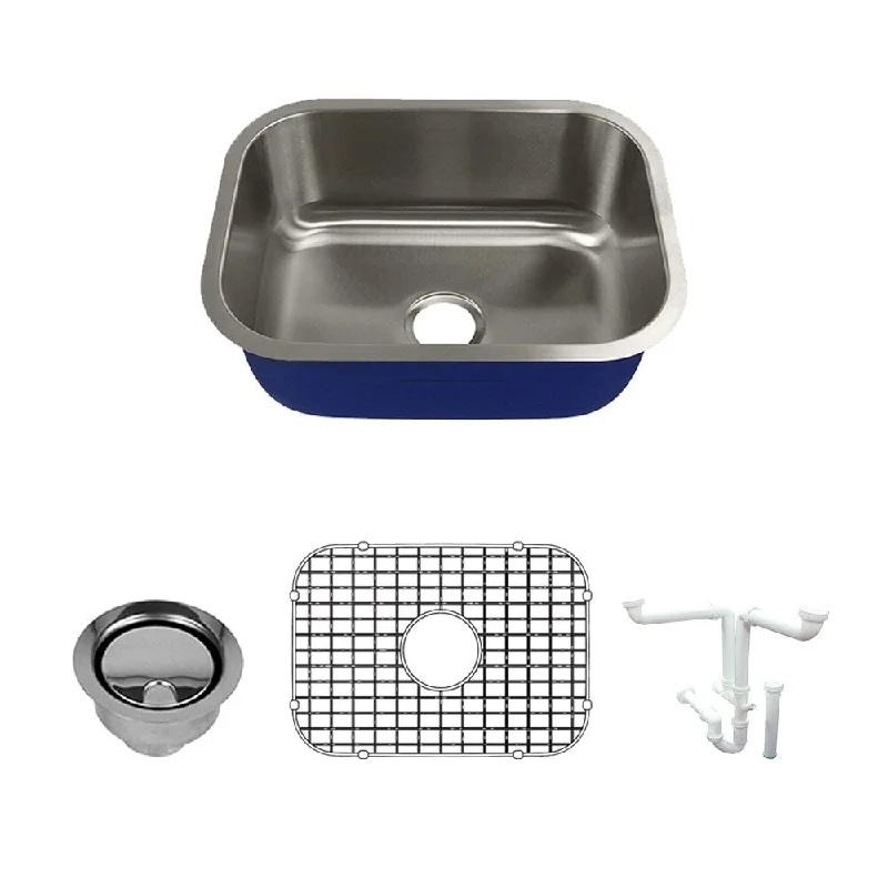 Transolid Meridian Stainless Steel 23-in Undermount Kitchen Sink Kit with Bottom Grids, Flip-Top Strainer, Disposal Strainer