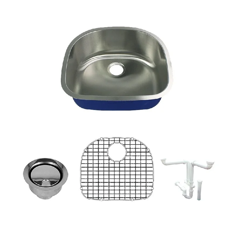 Transolid Meridian Stainless Steel 24-in Undermount Kitchen Sink Kit with Bottom Grids, Flip-Top Strainer, Disposal Strainer