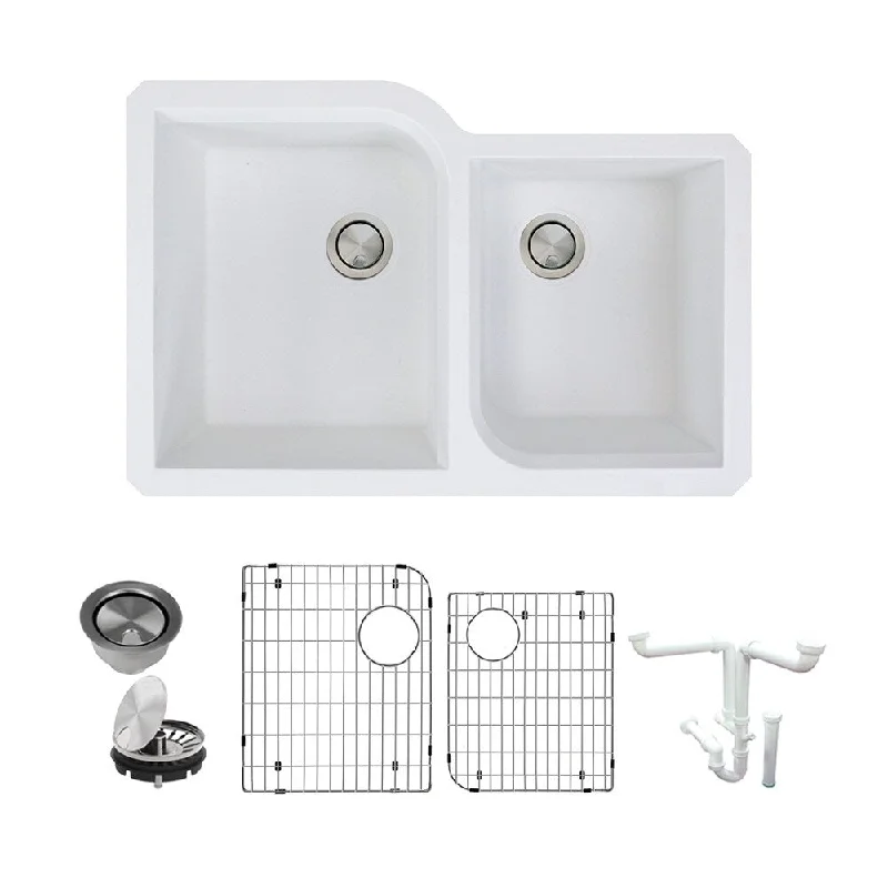 Transolid Radius Granite 31-in Undermount Kitchen Sink Kit with Grids, Strainers and Drain Installation Kit