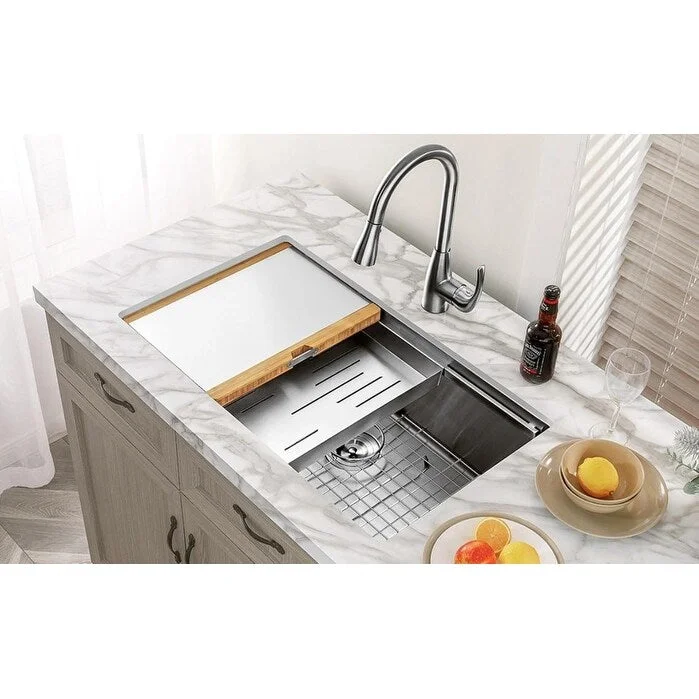 TRUSTMADE 32in Workstation Kitchen Sink Undermount Single Bowl