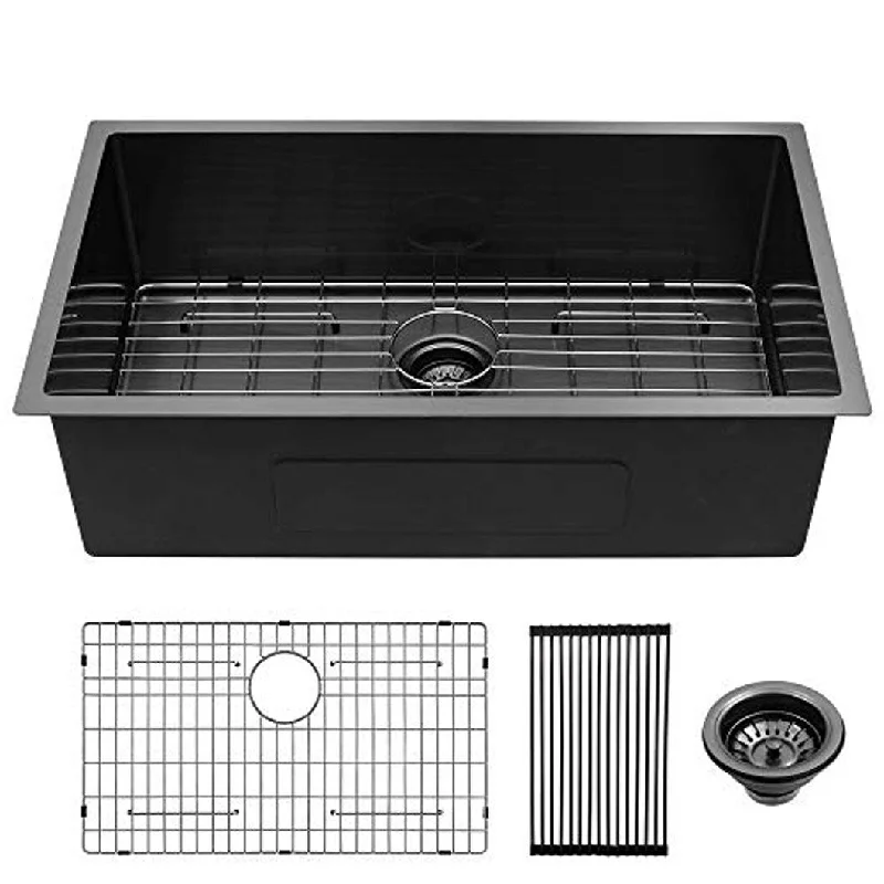 Undermount 18 Gauge Single Bowl Stainless Steel Modern Kitchen Sink - 19 x 32 x 9