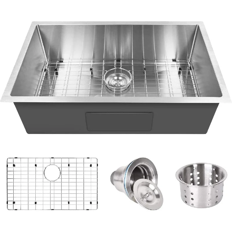 Undermount Kitchen Sink Single Bowl Stainless Steel with Accessories - 30inch