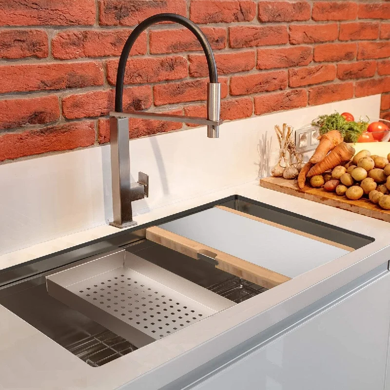 Workstation Ledge Handmade Undermount Kitchen Sink - 30*19*10