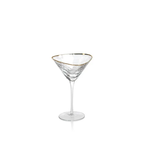 Aperitivo Triangular Iridescent Martini Glass with Gold Rim