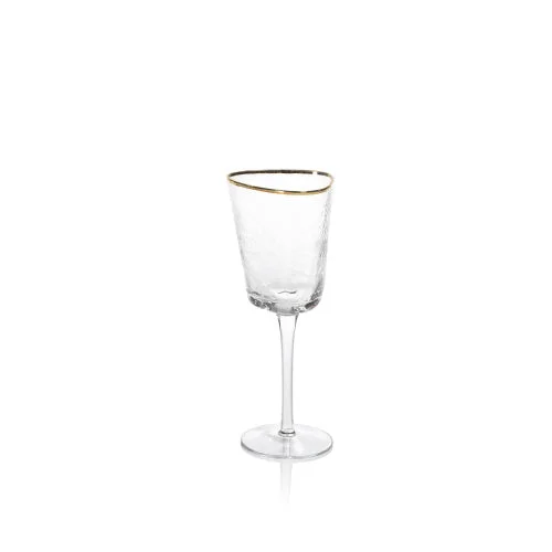 Aperitivo Triangular Wine Glass with Gold Rim