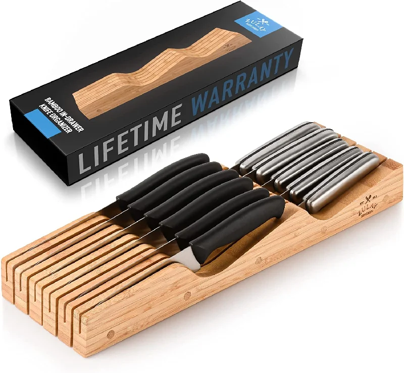 Bamboo Edge-Protecting Knife Organizer Block Holds Up To 11 Knives