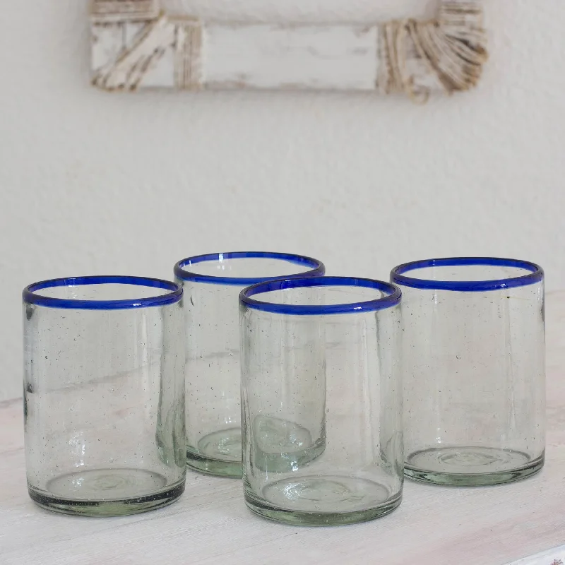 Blues Hand Recycled Tumbler Glasses - Set of 4