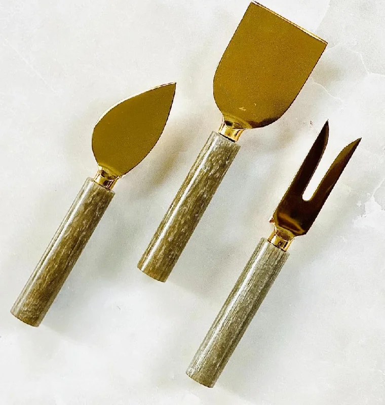 Brown Resin & Steel Cheese Tools