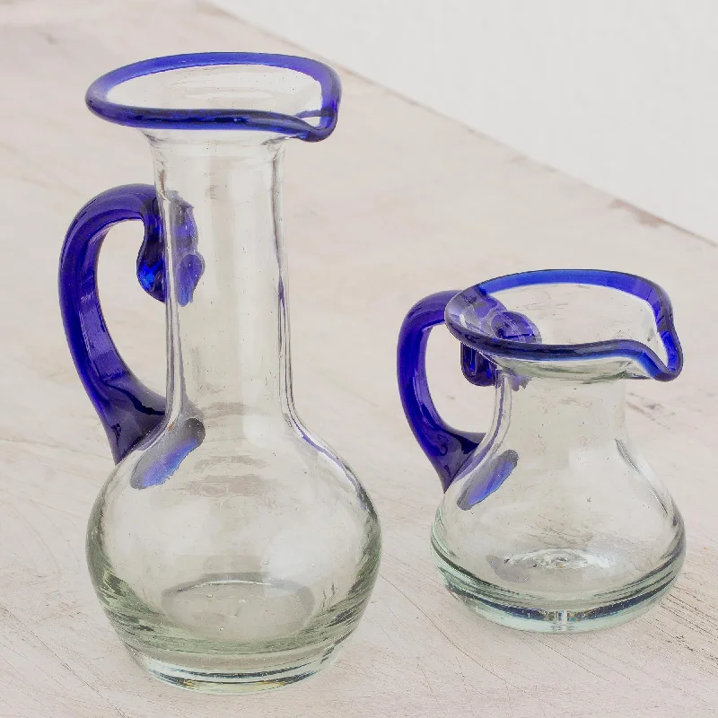 Clear Seas Handblown Small Recycled Glass Pitchers (Pair)