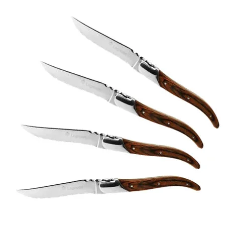 Fassona 4-Piece Steak Knife Set with Dark Wood Handle