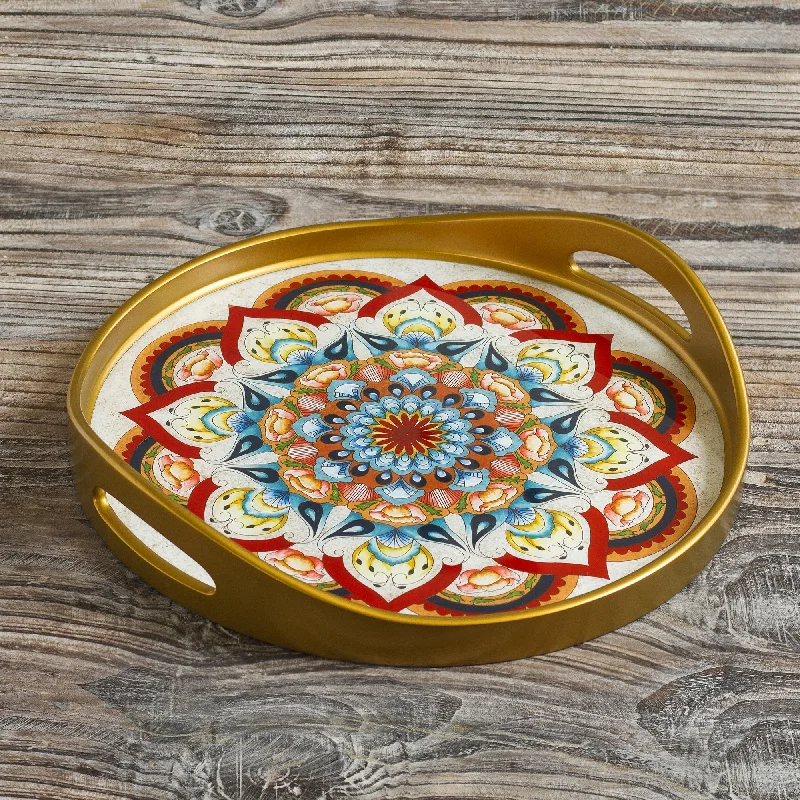 Healing Colors Artisan Crafted Reverse-Painted Glass Tray