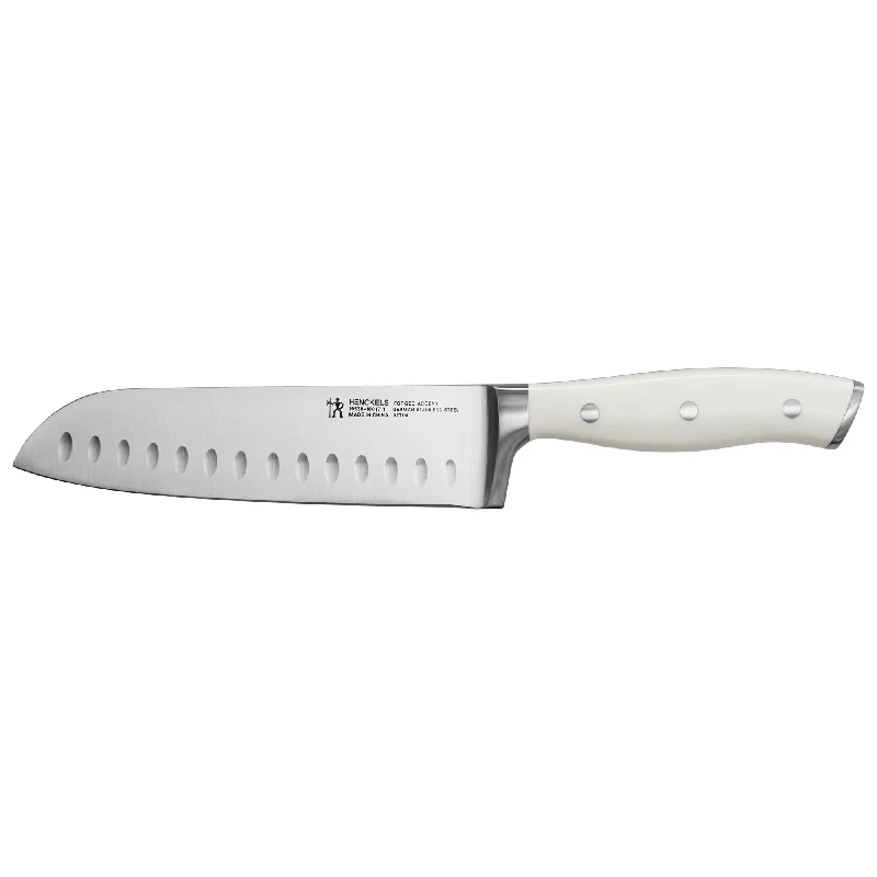 Henckels Forged Accent Hollow Edge Santoku Knife - White Handle