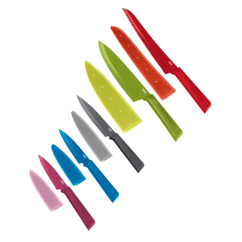 Kuhn Rikon COLORI+ Knife Set with Non-Stick Coating and Safety Sheaths, Set of 5