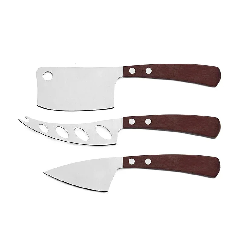 Latte Vivo 3-Piece Knife Cheese Set with Dark Wood Handle