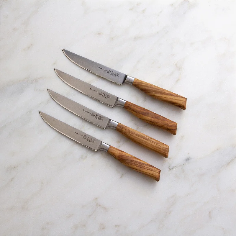 Messermeister Oliva Elite 4 Piece Fine-Edge Steak Knife Set